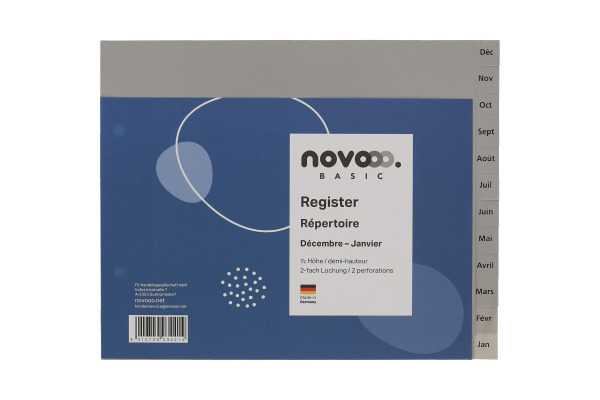 NOVOOO Register PP 1/2 Höhe 40975 grau Déc-Jan FR