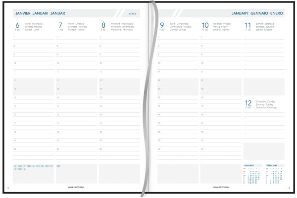 AURORA Agenda Florence Business 2027 2915R 1W/2S bordeaux ML 17.5x22.5cm