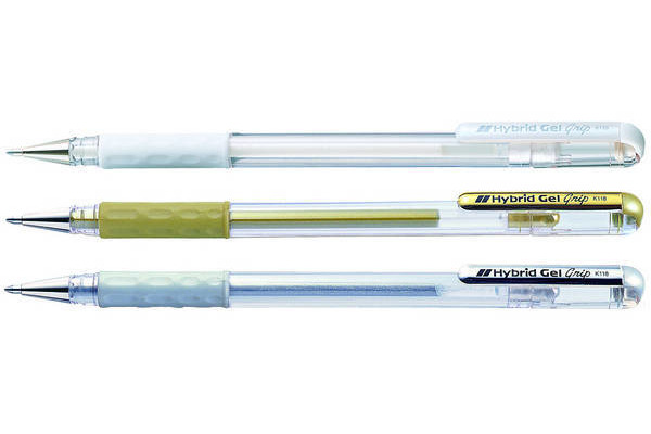 PENTEL Roller Hybrid Gel Grip 1.0mm K230M3XZW gold, silber, weiss
