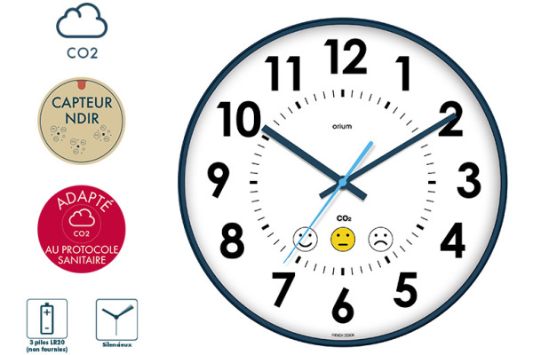 ORIUM CEP Wanduhr 35cm 211344014 weiss, mit CO2-Sensor