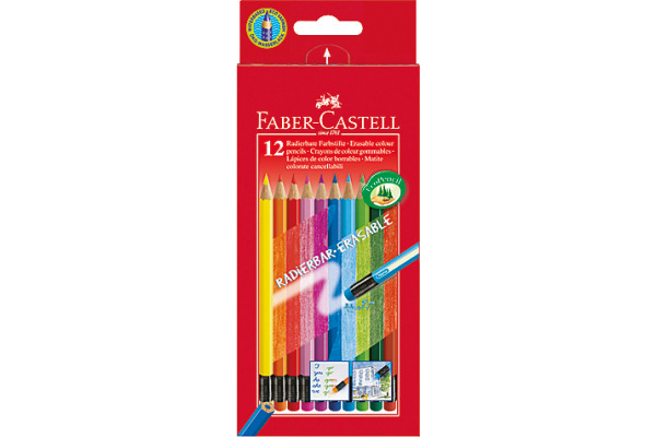 FABER-CA. Radierbare Farbstifte 116612 sechskant, 12 Farben