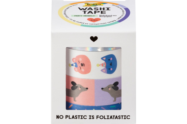 FOLIA Washi Tape Set Party Animal 26456 Hotfoil 4 Stück