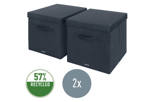 LEITZ Aufbewahrungsbox mit Deckel 61450089 samtgrau 2 Stk. 33x32.5x38cm