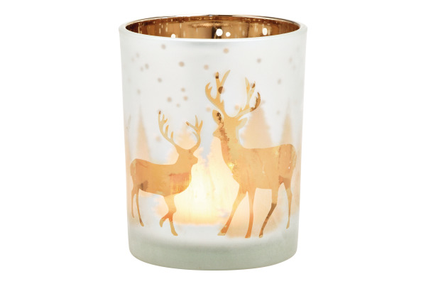 ROOST Windlicht Hirsch 10032924 weiss, gold 10x12x10cm