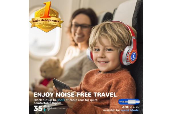 ICLEVER Active Noise Cancel Headph. C09-2301N BTH24, BT, 48h, red/silver