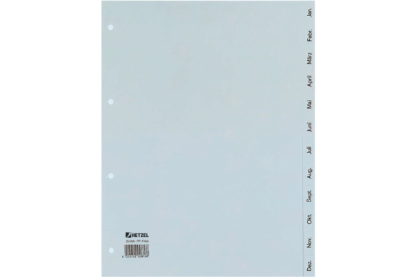 HETZEL Register PP A4 25658481 grau Jan-Dez DE