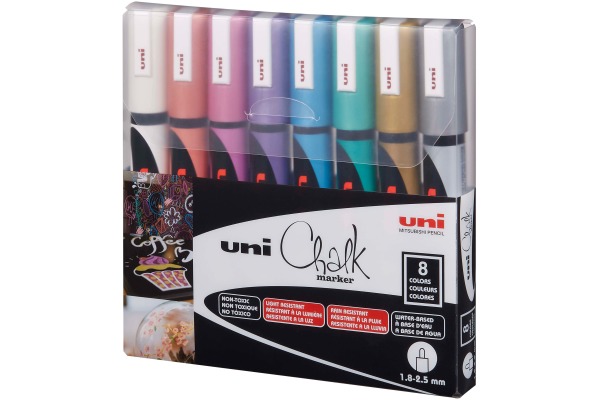 UNI-BALL Chalk Marker 1.8-2.5mm PWE-5M 8C 8 Stück ass.