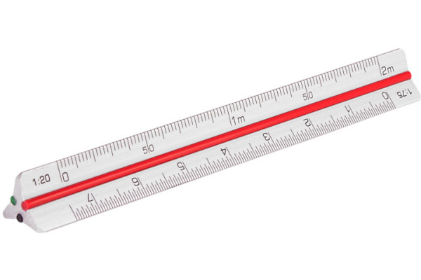 RUMOLD Alu Dreikantmassstab 10cm 195/DIN10 farbige Hohlkehlen