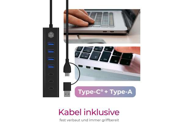 ICY BOX 7-Port USB 3.2 Gen 1 Hub IBHUB1737 3x USB-C & 4x USB-A