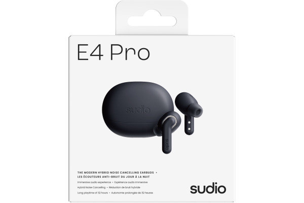 SUDIO Noise Cancelling Earbuds E4PROBLK E4 Pro, Black, Wireless