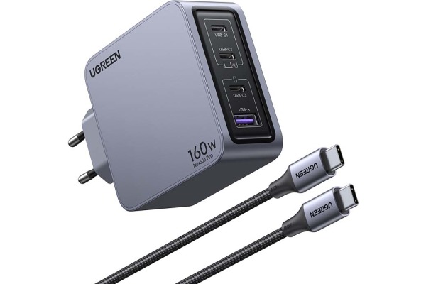 UGREEN USB Wallcharger Nexode Pro 25877 160W, 4-Port,PD,GaN w.Cable