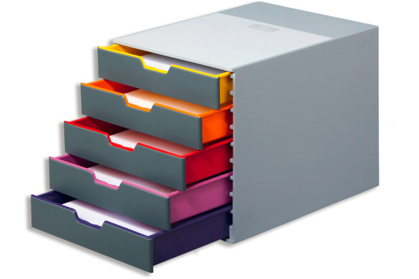 DURABLE Schubladenbox Varicolor 5 760527 grau/bunt 5 Schubl.