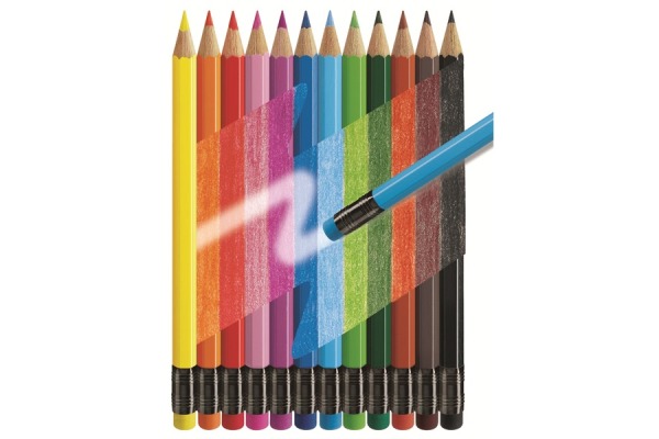 FABER-CA. Radierbare Farbstifte 116612 sechskant, 12 Farben