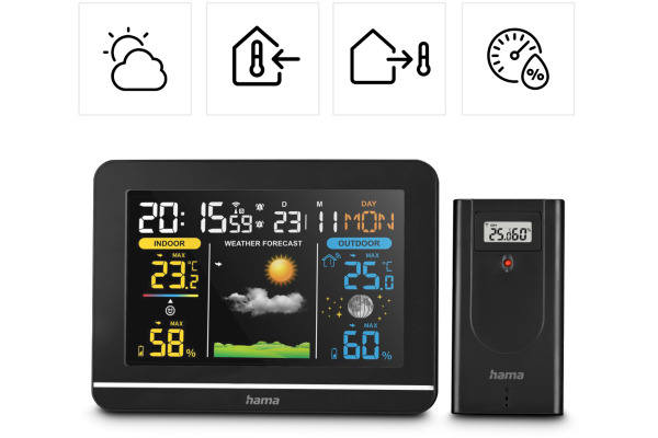 HAMA Wetterstation Usedom 222242 schwarz, mit Sensor