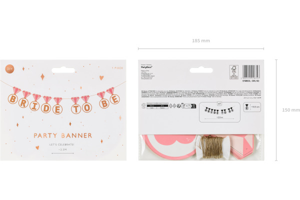 PARTYDECO Girlande 2.5cm GRL102 Bride to be