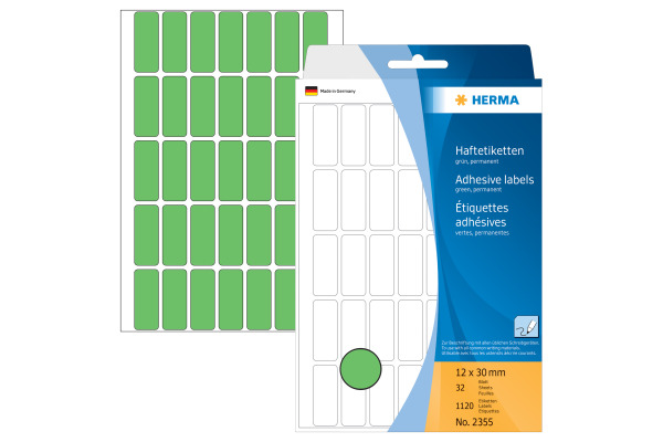 HERMA Etiketten 12×30mm 2355 grün 1120 Stück