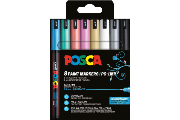 POSCA Fineliner 0.7mm PC-1MR 8P Metallic 8 Stück
