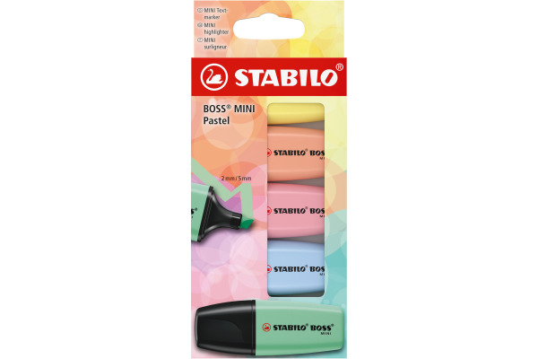 STABILO Boss Mini Textmarker 2-5mm 07/5-2-02 Pastel 5 Stück