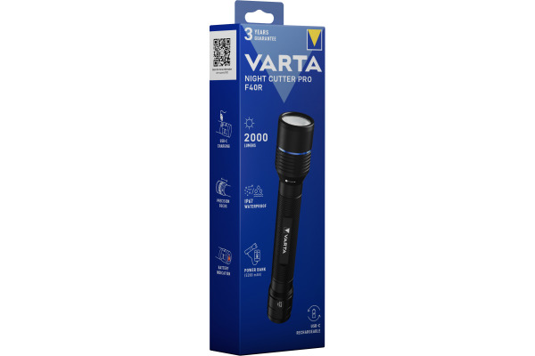 VARTA Taschenlampe Night Cutter 156381027 F40R, Akku, USB-C
