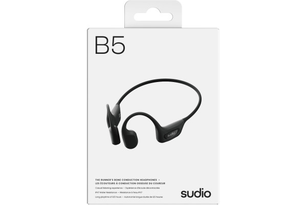 SUDIO Open-ear Headphones B5BLK B5, Black, Wireless