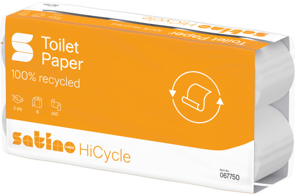 SATINO Toilettenpapier HiCycle 067750 2-lagig, 8 Rollen à 250 Blatt