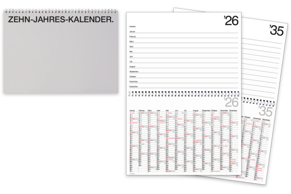 BÜHNER 10-Jahreskalender DE 2027 ZK-DECKEL bis 2036 29.7x21cm