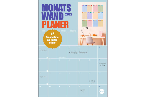 HEYE Monatsplaner 2027 23714+27 bunt 21x29.7cm