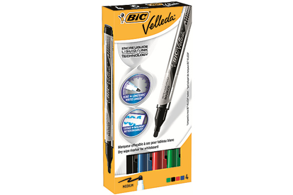 BIC Whiteboardmarker Liquid Ink 902094 4 Farben, Etui