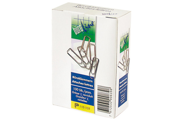 BÜROLINE Büroklammern Gr.2 110112 vernickelt, 24mm 1000 Stück