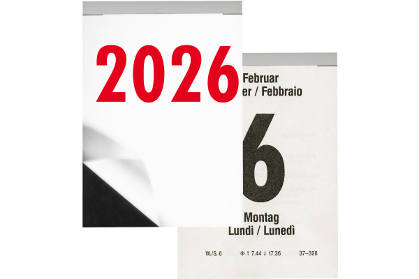 BIELLA Abreissblock Nr.5 2026 889005000 1T/1S sw/rot ML 9.8x14.2cm