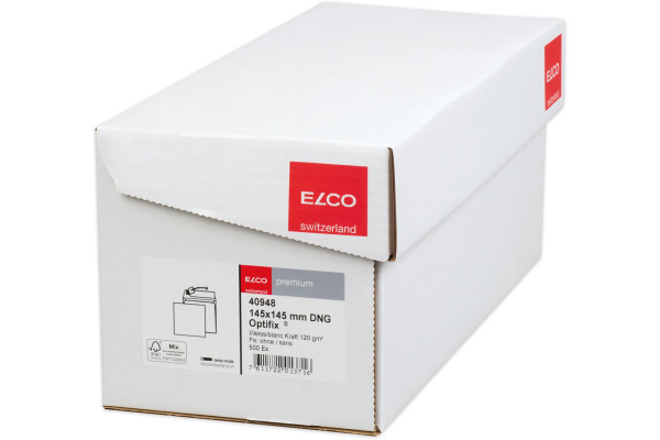 ELCO Couvert Premium 175x175/38mm 40978 120g, weiss, Klebung 500 Stk.