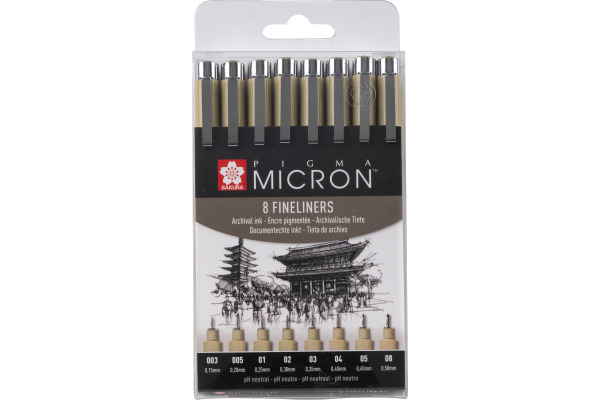 SAKURA Pigma Micron Set POXSDK8 0,15-0,50mm 8 Stück