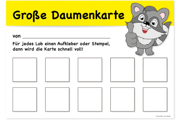 TIME TEX Grosse Daumenkarte 62957 10 Feldern 25 Stück