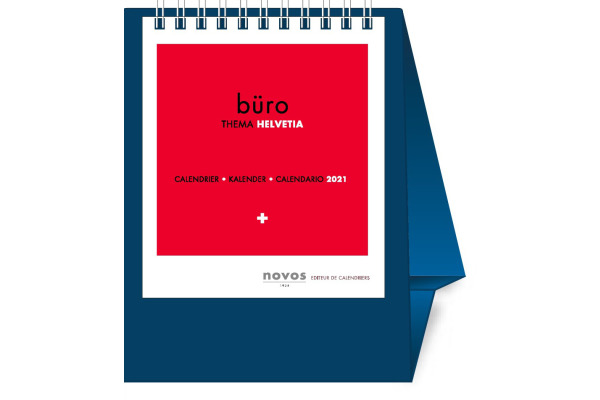 NOVOS Tischkalender Helvetia 2027 501043 1M/1S dunkelblau ML 11.5x14cm