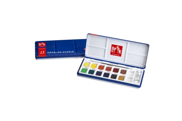 CARAN D'A Deckfarbe Gouache 1000.413 12 Farben, inkl. deckweiss