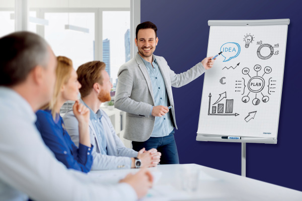 FRANKEN Flipchart X-tra!Line 68x105cm EL-FC20 hellgrau dreibein