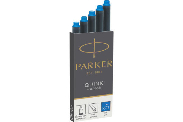 PARKER Tintenpatrone Quink Z 44 1950383 königsblau, abwaschbar 5 Stück
