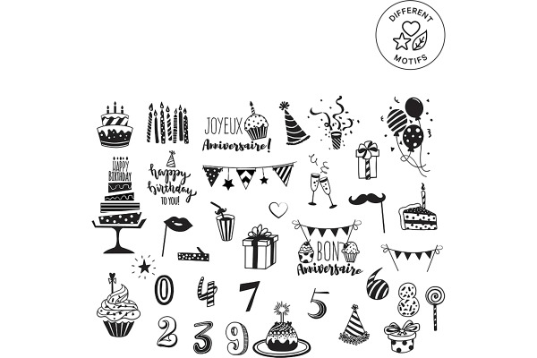 I AM CREA Stempelset 4093.03 Happy Birthday 35 Stück