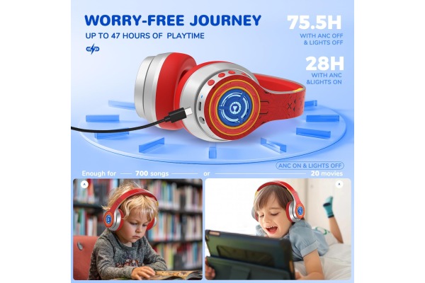 ICLEVER Active Noise Cancel Headph. C09-2301N BTH24, BT, 48h, red/silver