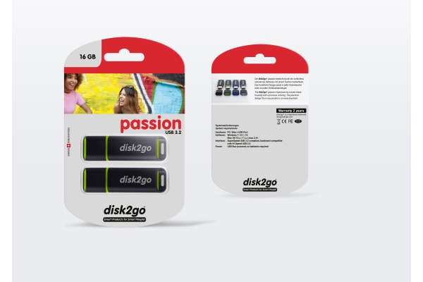 DISK2GO USB-Stick passion 3.0 16GB 30006574 USB 3.0 double pack