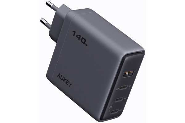 AUKEY Comet Mix 140W GaN PD PA-C6 4-Port, Wall Charger Grey