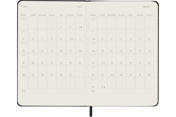 MOLESKINE Wochenkalender 26/27 DHB18WH2Y 18M HC schwarz 9x14cm