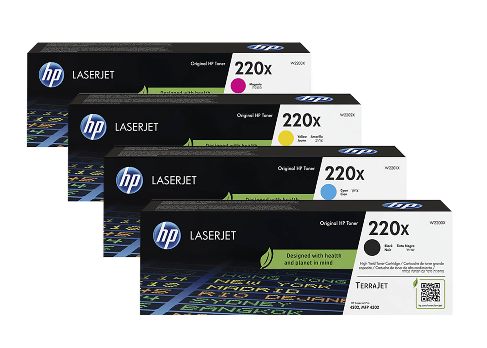 Original HP W2200X SET / 220X SET Multipack / Set mit allen vier Farben