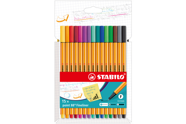 STABILO Fineliner Point 88 0.4mm 8815-4 Kartonetui 15 Stk.