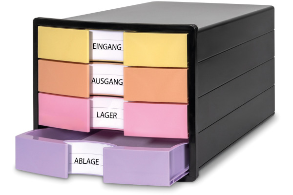 HAN Schubladenbox IMPULS A4/C4 1012-139 schwarz/pastell, 4 Schubladen