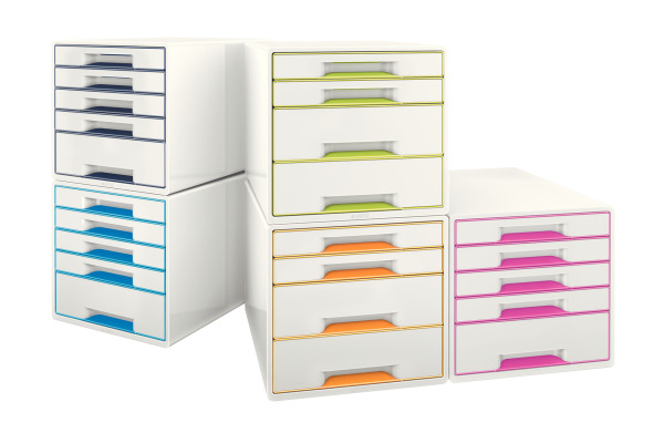 LEITZ Schubladenbox WOW Cube A4 52142023 weiss/pink 5 Schubladen