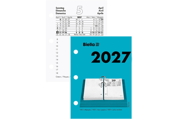 BIELLA Umlegeblock 2027 885700000 1T/1S grau/schwarz ML 8x10.8cm