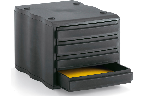 STYRO Schubladenbox styrowave 248-8500 schwarz 4 Fächer