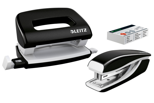 LEITZ Locher/Hefter NeXXt WOW 5561 55612095 schwarz, Bundle 10 Blatt