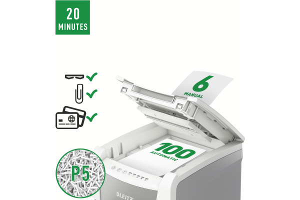 LEITZ Aktenvernichter IQ AF 80122000 Small Office 100, P-5, 34lt